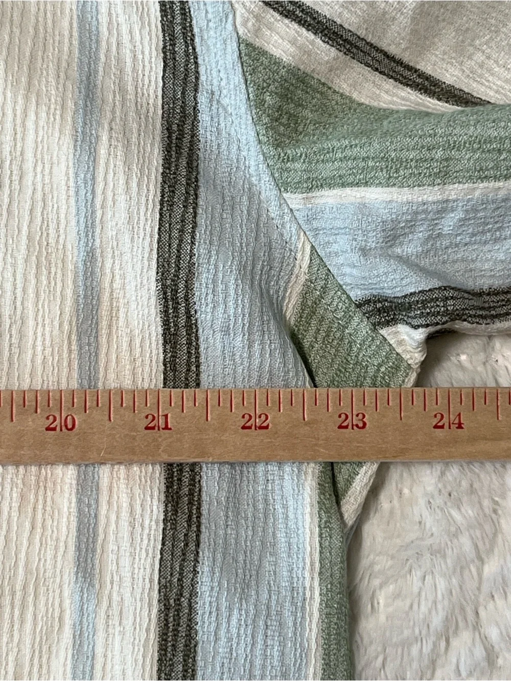 Goodfellow & Co Short Sleeve Vertical Stripe Shirt in Green and Cream Size Large